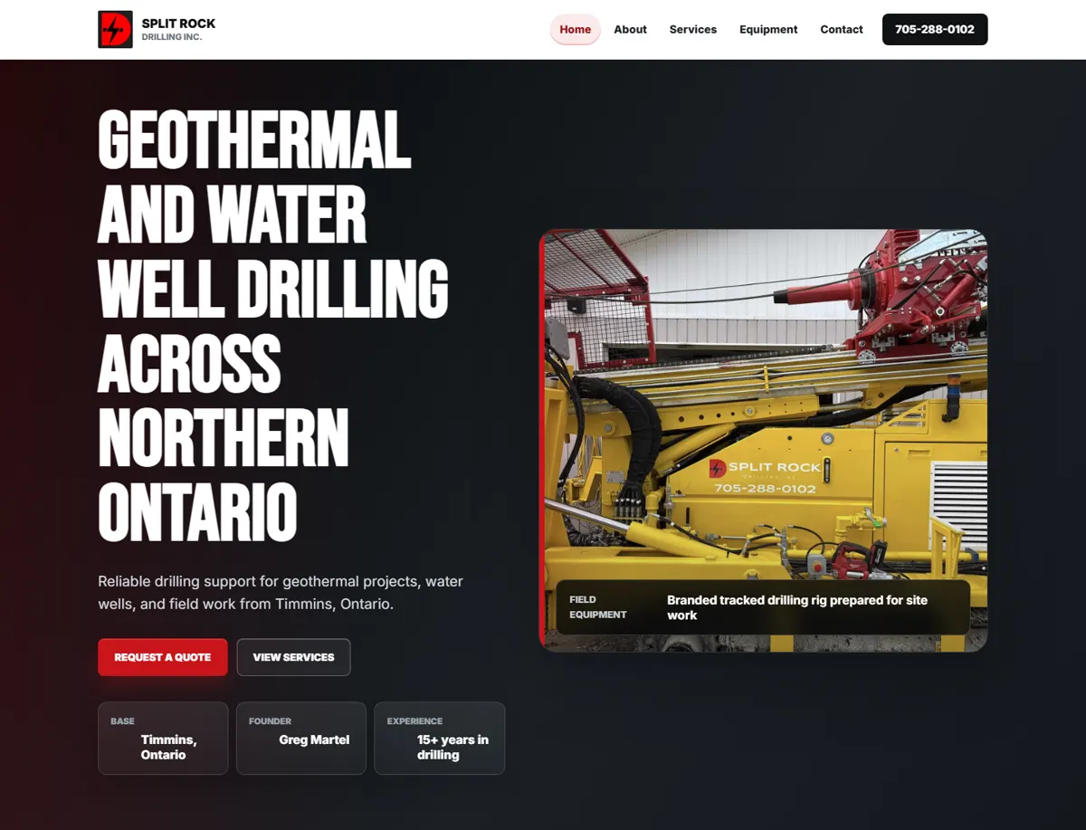 Split Rock Drilling website demo homepage screenshot